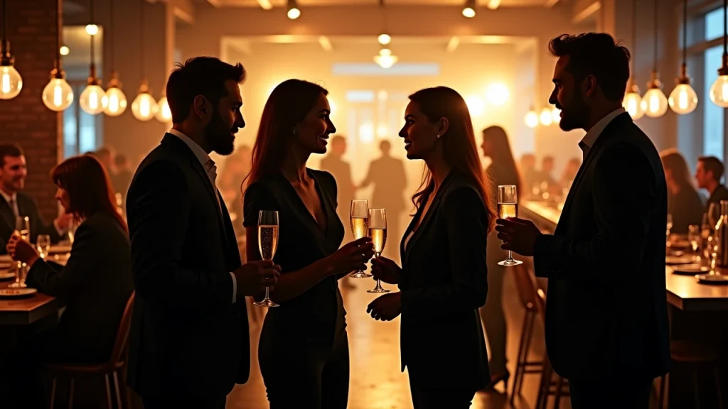 People drinking champagne and chatting